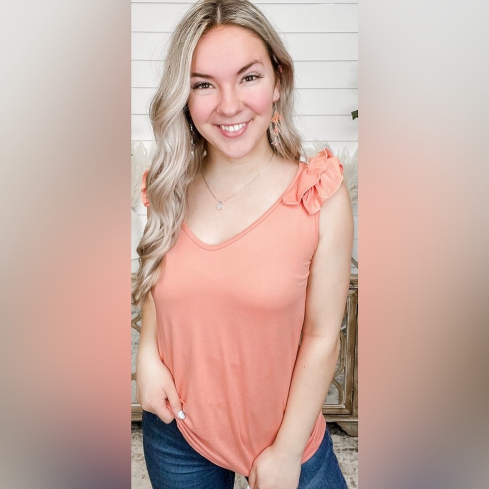 NEW LOVELY MELODY Peach Ruffle Tank~ 3x